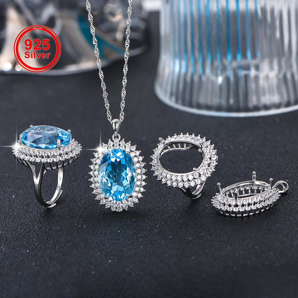 Jewelry Making Gemstones - 13x18mm S925 Anello in argento sterling